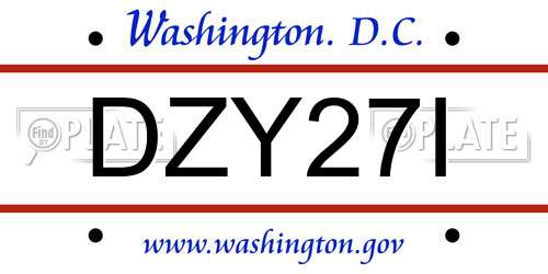 DZY27I District Of Columbia License Plate