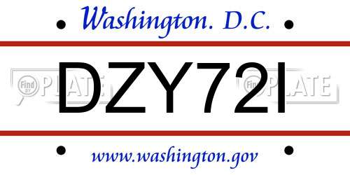 DZY72I District Of Columbia License Plate