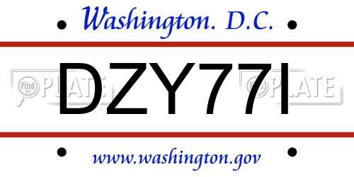 DZY77I District Of Columbia License Plate