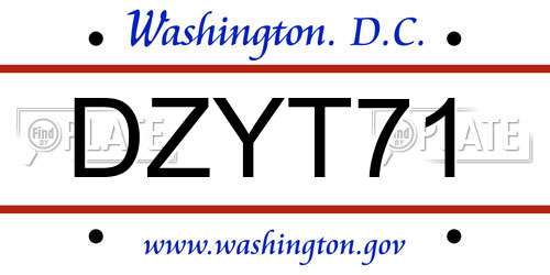 DZYT71 District Of Columbia License Plate