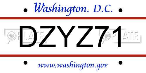 DZYZ71 District Of Columbia License Plate
