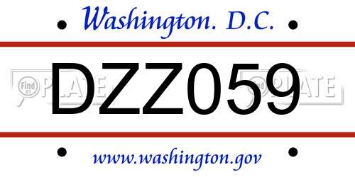 DZZ059 District Of Columbia License Plate