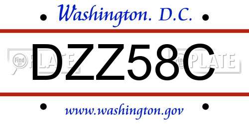 DZZ58C District Of Columbia License Plate