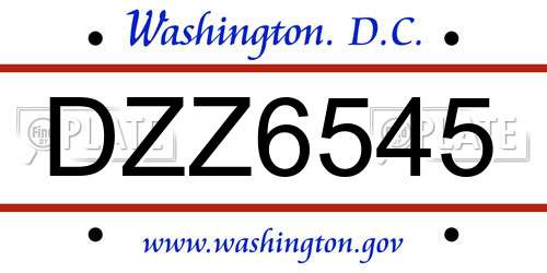 DZZ6545 District Of Columbia License Plate