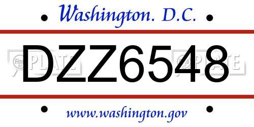 DZZ6548 District Of Columbia License Plate
