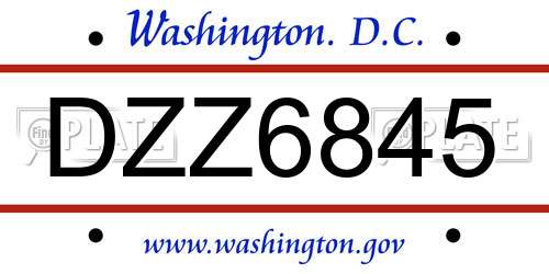 DZZ6845 District Of Columbia License Plate