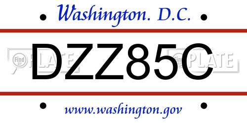 DZZ85C District Of Columbia License Plate