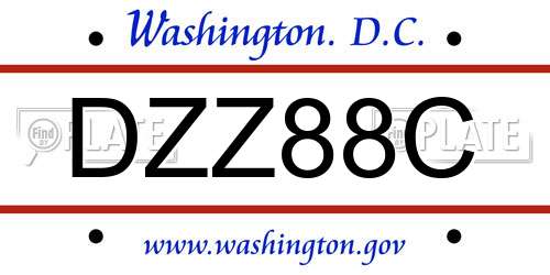 DZZ88C District Of Columbia License Plate