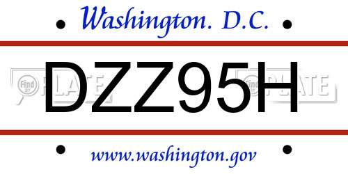 DZZ95H District Of Columbia License Plate