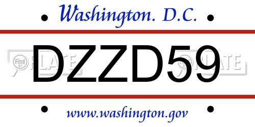 DZZD59 District Of Columbia License Plate