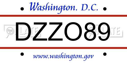 DZZO89 District Of Columbia License Plate