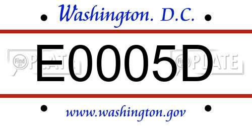 E0005D District Of Columbia License Plate