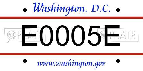 E0005E District Of Columbia License Plate