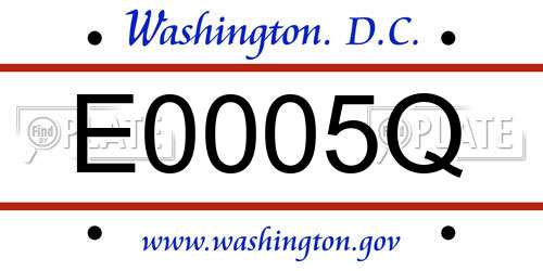 E0005Q District Of Columbia License Plate