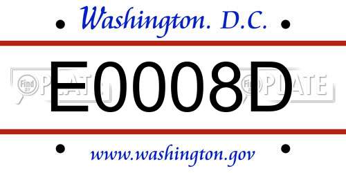 E0008D District Of Columbia License Plate