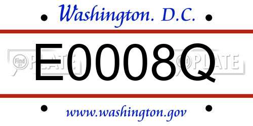E0008Q District Of Columbia License Plate