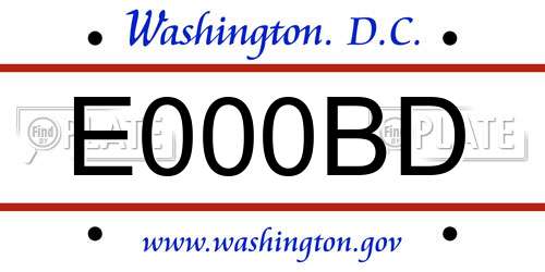 E000BD District Of Columbia License Plate