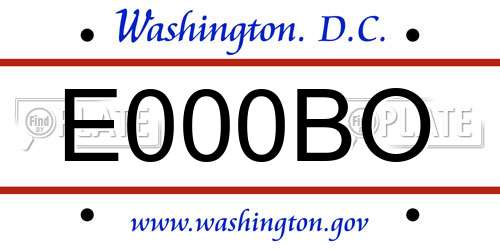 E000BO District Of Columbia License Plate