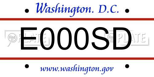 E000SD District Of Columbia License Plate
