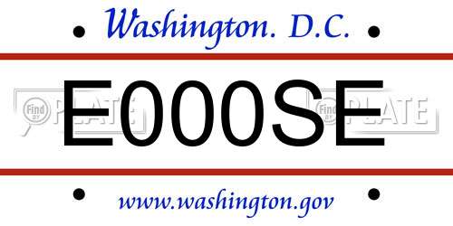E000SE District Of Columbia License Plate