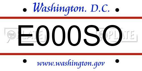 E000SO District Of Columbia License Plate