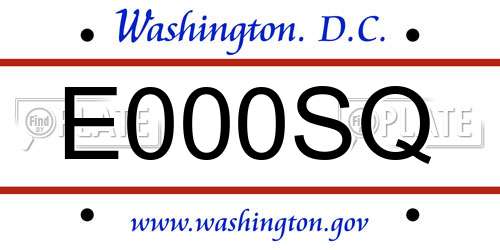 E000SQ District Of Columbia License Plate