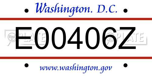 E00406Z District Of Columbia License Plate