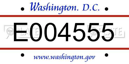 E004555 District Of Columbia License Plate