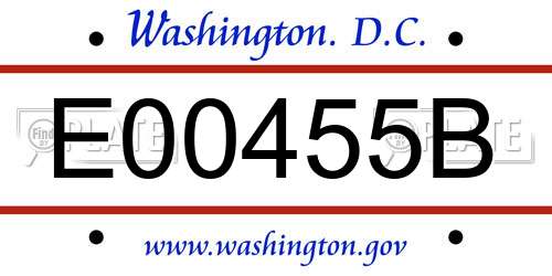 E00455B District Of Columbia License Plate