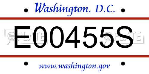 E00455S District Of Columbia License Plate