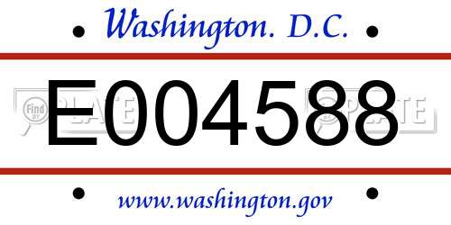 E004588 District Of Columbia License Plate