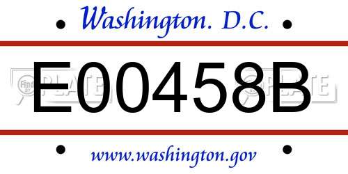 E00458B District Of Columbia License Plate