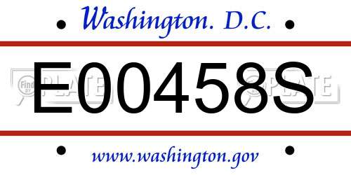 E00458S District Of Columbia License Plate