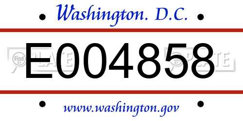 E004858 District Of Columbia License Plate