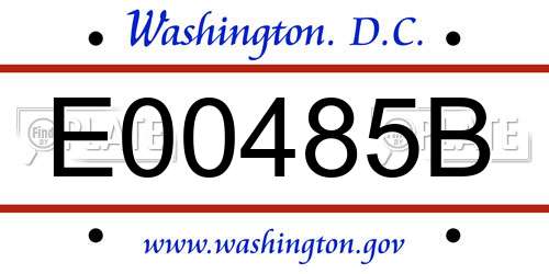 E00485B District Of Columbia License Plate