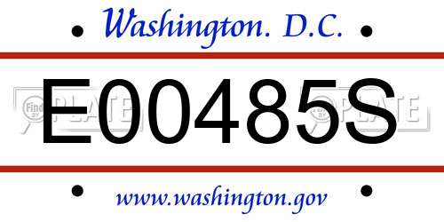 E00485S District Of Columbia License Plate