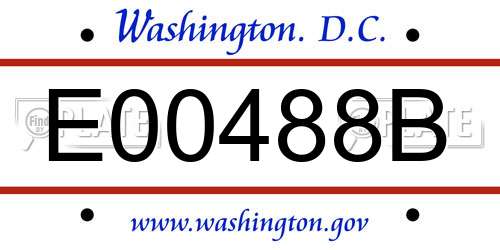 E00488B District Of Columbia License Plate