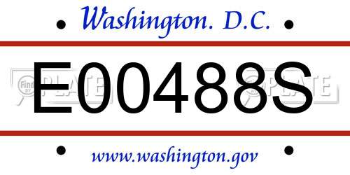 E00488S District Of Columbia License Plate