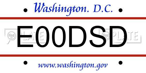E00DSD District Of Columbia License Plate
