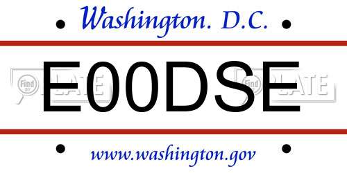 E00DSE District Of Columbia License Plate