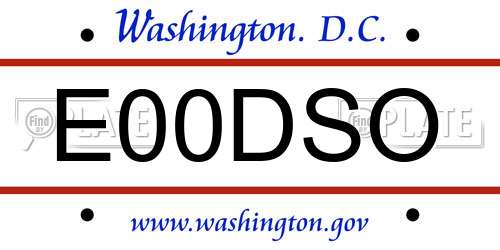 E00DSO District Of Columbia License Plate