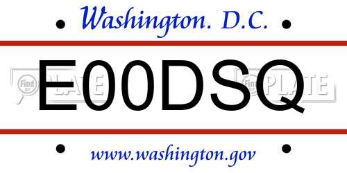 E00DSQ District Of Columbia License Plate