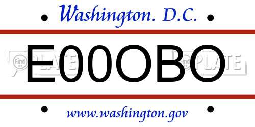 E00OBO District Of Columbia License Plate