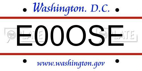 E00OSE District Of Columbia License Plate