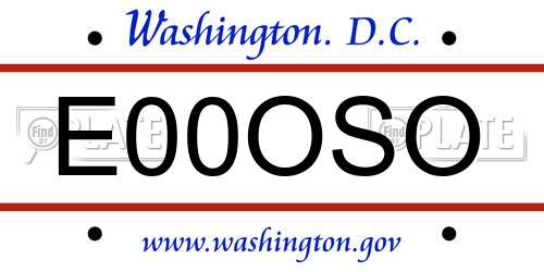 E00OSO District Of Columbia License Plate
