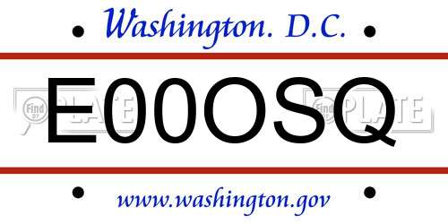E00OSQ District Of Columbia License Plate