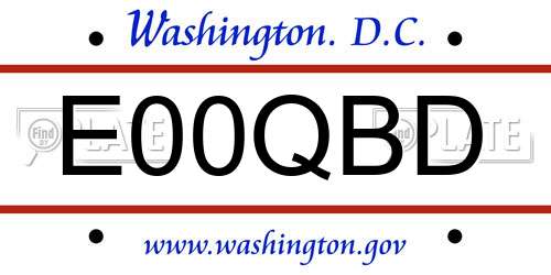 E00QBD District Of Columbia License Plate