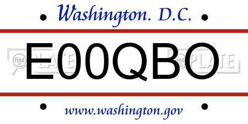 E00QBO District Of Columbia License Plate