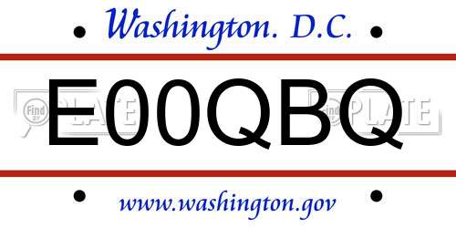 E00QBQ District Of Columbia License Plate