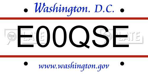 E00QSE District Of Columbia License Plate